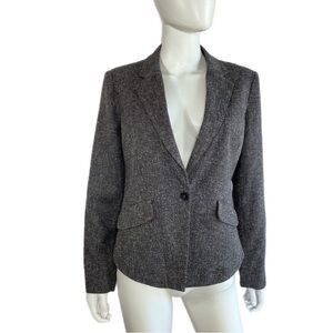 French Connection UK Style Heathered Gray One Button Career Blazer